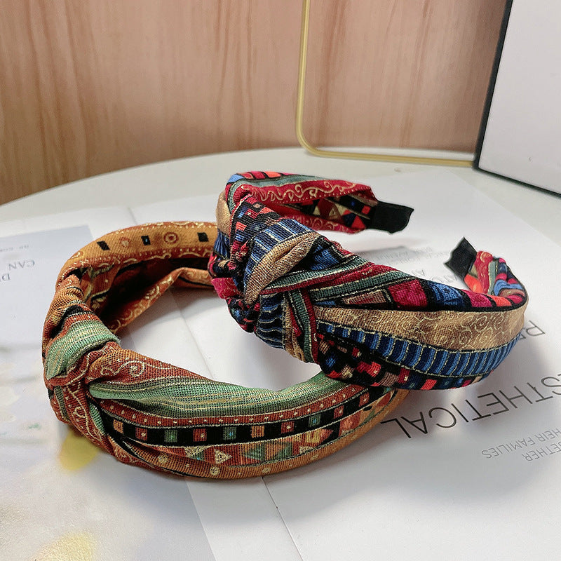Wholesale Ethnic Wind Wide-brimmed Printed Fabrics Hairband